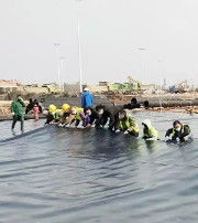 50-200m μήκος HDPE γεωμεμβράνη για γαρίδες ιχθυοκαλλιέργεια Pond Liner Project λύση