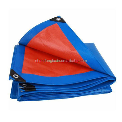 Μπλε πορτοκαλί στυλ Plaid ενισχυμένη PE Tarpaulin Poly Tarp ύφασμα Νήμα αριθμός 500D-1500D