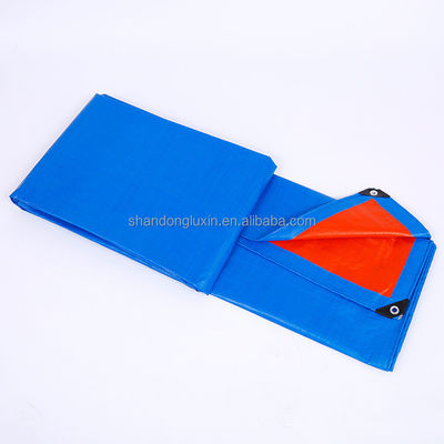 Μπλε πορτοκαλί στυλ Plaid ενισχυμένη PE Tarpaulin Poly Tarp ύφασμα Νήμα αριθμός 500D-1500D