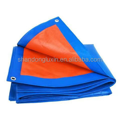 Μπλε πορτοκαλί στυλ Plaid ενισχυμένη PE Tarpaulin Poly Tarp ύφασμα Νήμα αριθμός 500D-1500D