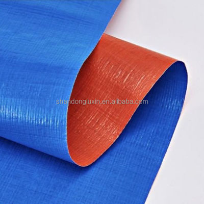 Μπλε πορτοκαλί στυλ Plaid ενισχυμένη PE Tarpaulin Poly Tarp ύφασμα Νήμα αριθμός 500D-1500D