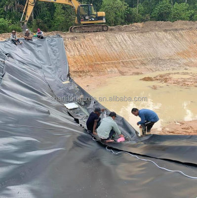 Μαύρη διπλή ομαλή επιφάνεια 0,5 mm HDPE γεωμεμβράνη για λεωφόρο λίμνη και φράγμα λίμνες ψαριών